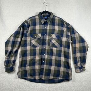 Mighty-Mac Men Tall 2XL Plaid Flannel Shirt Blue Green Check Tallman Lumberjack